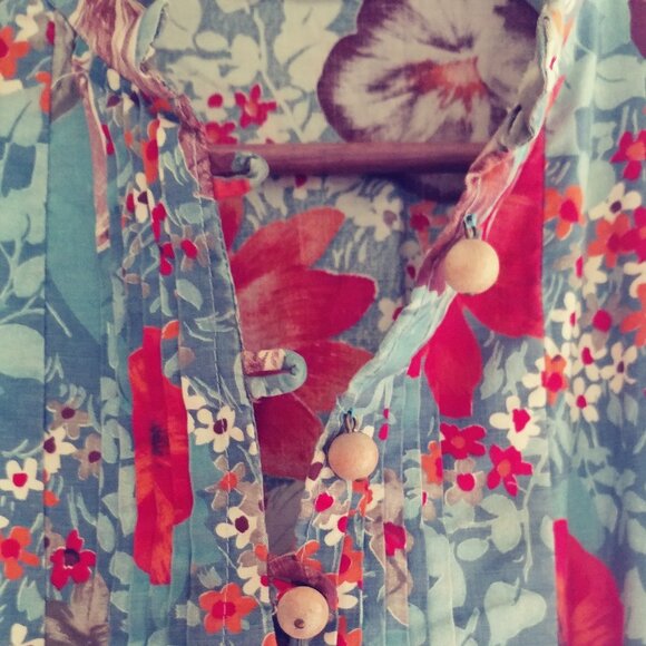 Colorful floral print Japanese inspired maxi dress , length 51" - Picture 3 of 4